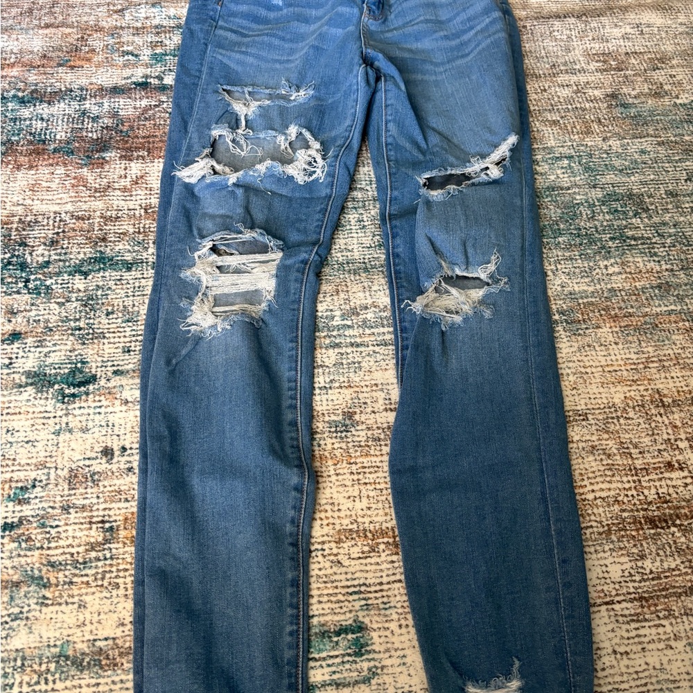 American Eagle Outfitters Ripped Blue Jeggings
